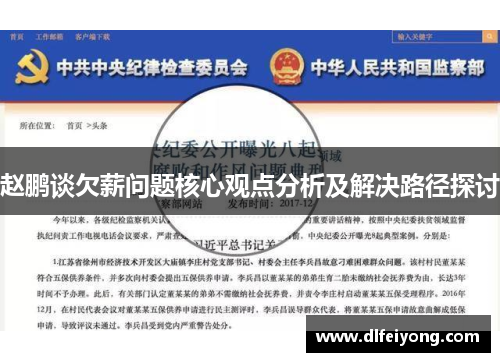 赵鹏谈欠薪问题核心观点分析及解决路径探讨